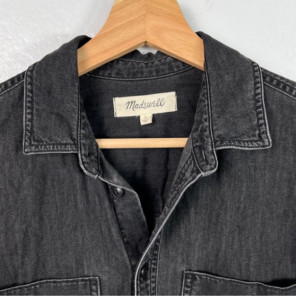 Madewell Denim Oversized Ex-Boyfriend Short-Sleeve Shirt Size Small Black - Picture 2 of 9